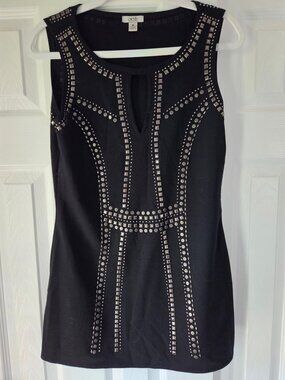 Cache studded sleeveless thigh length top